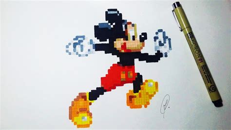 Mickey Mouse Pixel Art Speed Drawing Youtube Pixyart Money Of E