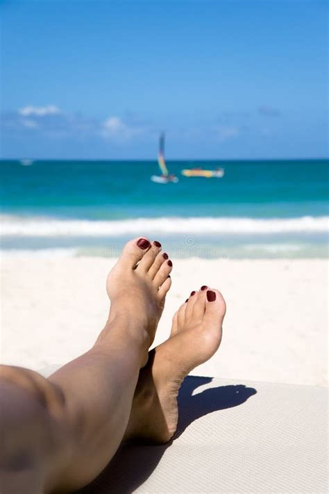 Woman S Legs On Beach Chair Stock Photo Image Of Girl Care