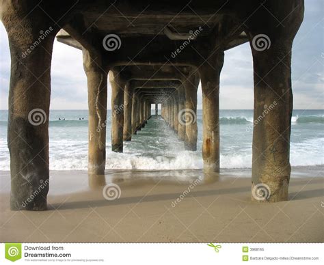 Under Manhattan Beach Pier Stock Image Image Of Spray 3968165