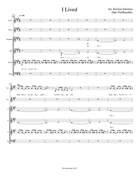 I Lived A Cappella Opb Onerepublic Sheet Music For Soprano Alto