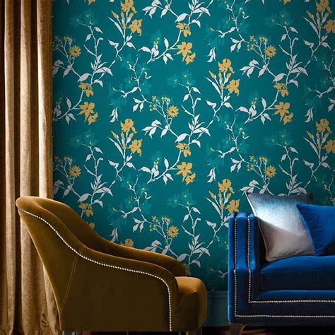 Aeris Wallpaper In Teal From The Exclusives Collection By Graham And Bro