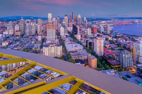 Downtown Seattle City Skyline Cityscape In United States Stock Image