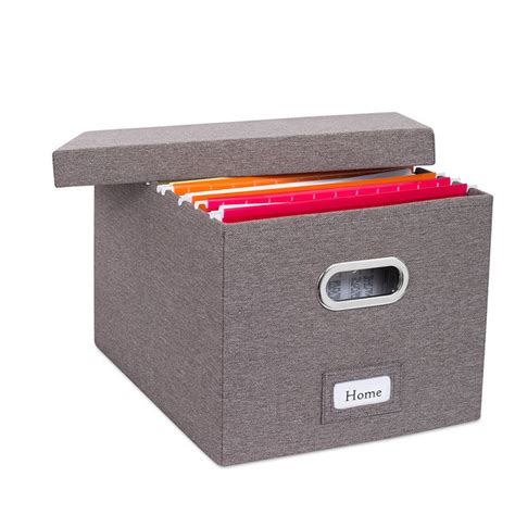 4 Pack Collapsible File Storage Organizer With Lid Grey Birdrock Home
