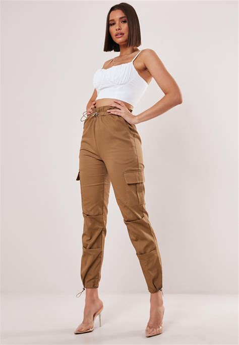Sand Paperbag Waist Cargo Trousers Missguided In 2020 Pants Women