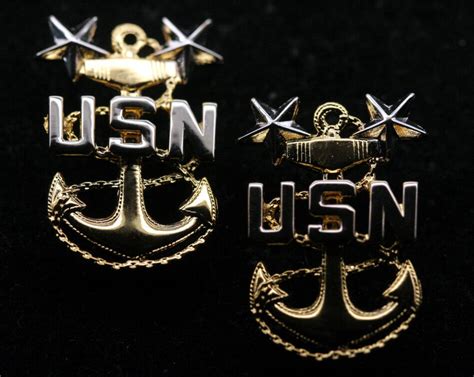 2 Master Chief Petty Officer Mcpo E9 Collar Lapel Hat Pin Up Us Navy