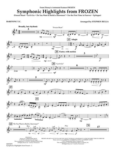 Frozen Symphonic Highlights Sheet Music By Stephen Bulla Sku