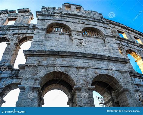 Details Of The Ancient Roman Amphitheater Arena In Pula One Of The