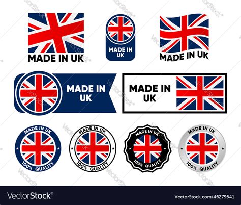 Made In United Kingdom Label Collection Set Vector Image