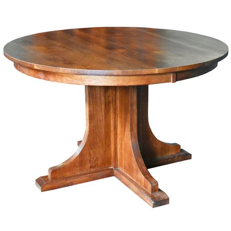 Solid Oak Round Dining Table With 2 Leaves Michaels Cherry