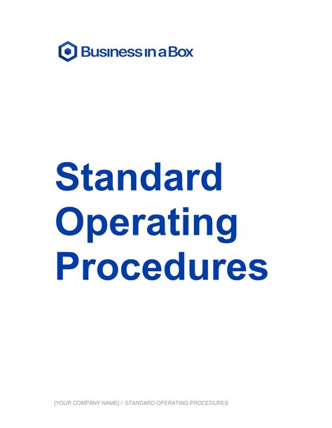 Standard Operating Procedures Template By Business In A Box