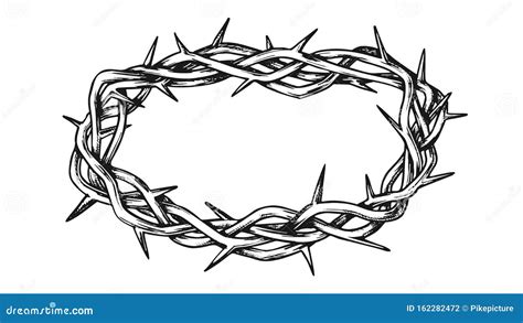 Crown Of Thorns Jesus Christ Monochrome Vector Stock Vector