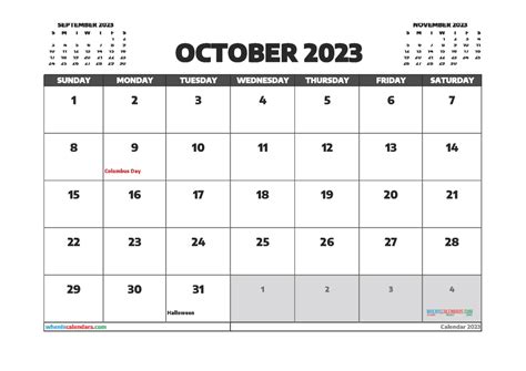 Free October 2023 Calendar Printable 23323