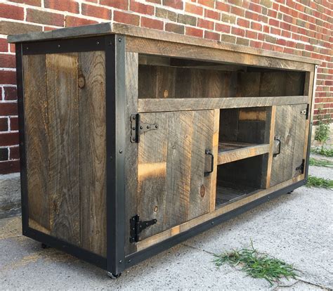 Buy A Handmade Rustic Industrial Reclaimed Wood Entertainment Center