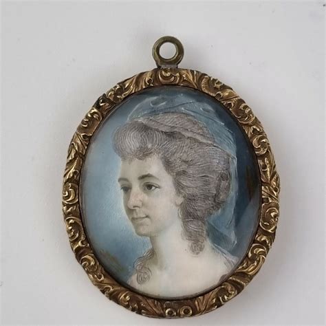 Antique 18th Century Portrait Miniature Of A Lady Wearing Veil Powdered