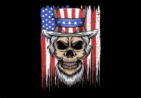 Uncle Sam Skull In Front Of Usa Flag 663812 Vector Art At Vecteezy