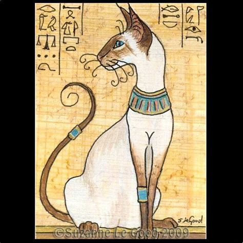 Handpainted Watercolour Siamese Cat Aceo On Egyptian Papyrus By Suzanne