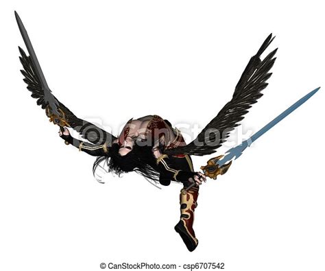 Fallen Angel Fallen Angel Holding Two Swords 3d Digitally Rendered