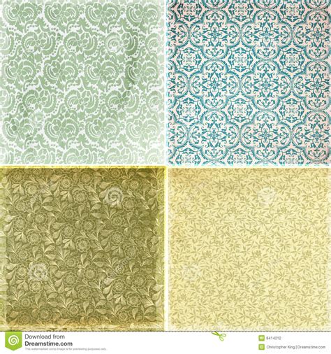 Collection Of Vintage Wallpaper Pattern Textures Stock