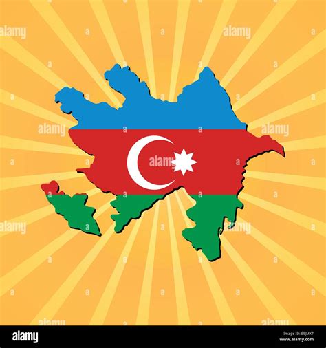 Azerbaijan Map Flag On Sunburst Illustration Stock Vector Image And Art
