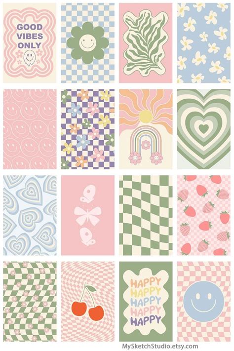 Danish Pastel Wall Collage 16pcs 4x6 In Aesthetic Room Decor Etsy Em