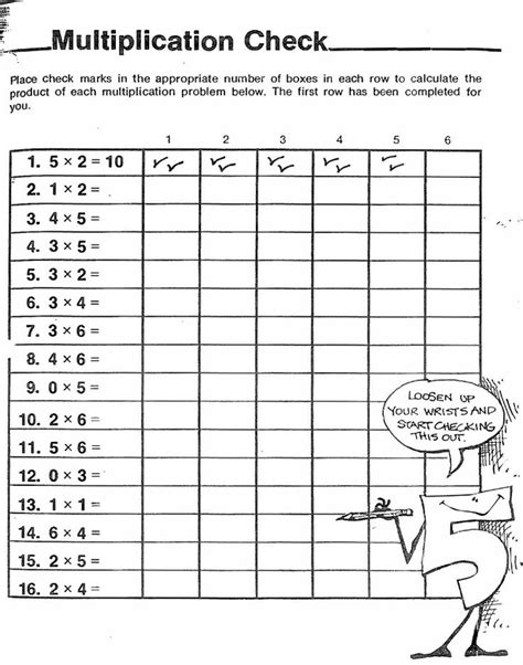 Multiplication Check Math Worksheets