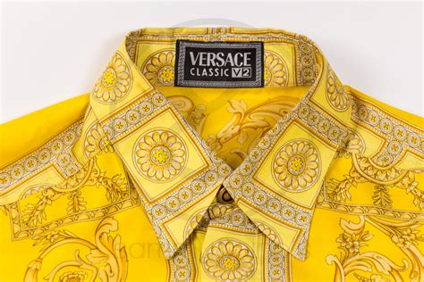 Gianni Versace Classic V2 Silk Shirt Yellow Gold Sammy And Ninos Store