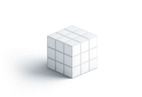 A friendlier rubik's cube for a better world. Blank white rubics cube mock up, isolated | Premium Photo