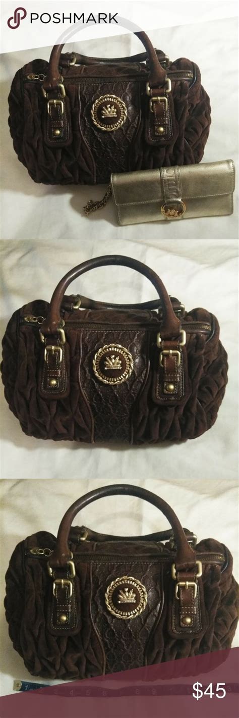 Authentic Juicy Couture Tote Beautiful Brown And Gold Velvet Juicy