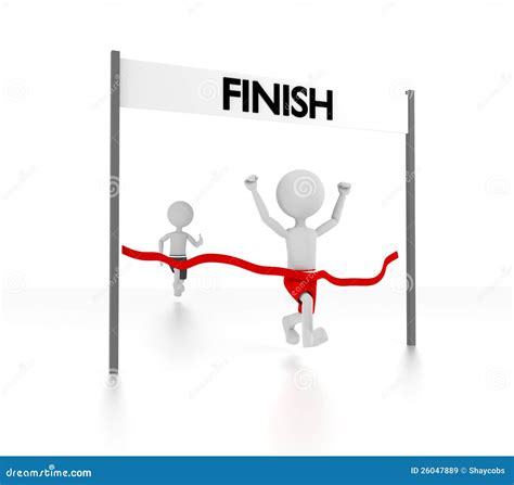 3d Person At The Finish Line Of A Race Royalty Free Stock Images