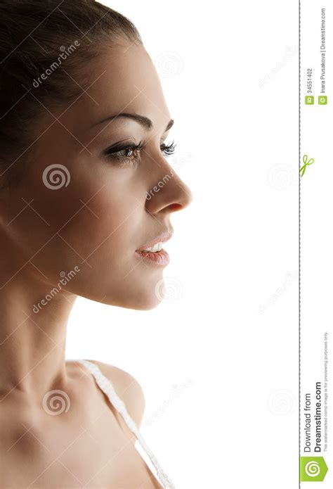 Woman Portrait Side View Over White Background Stock Photography Image 34551402