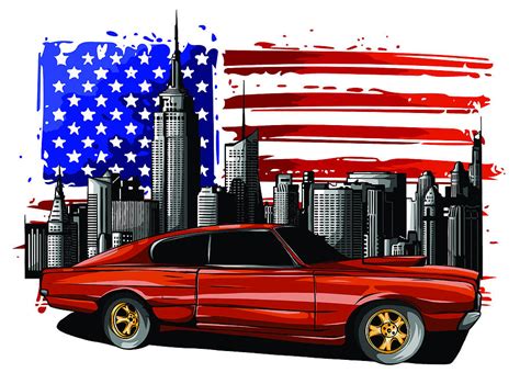 Vector Graphic Design Illustration Of An American Muscle Car Digital