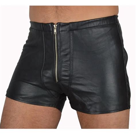 Sexy Men Plus Size U Convex Pouch Boxer Shiny Open Crotch Faux Leather