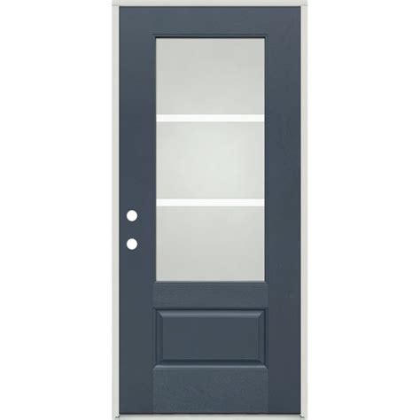 Modern 34 Lite Fiberglass Prehung Door Unit In Slate Gray Finish 259