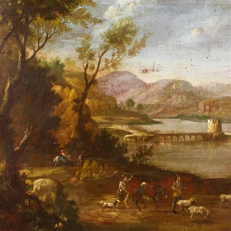 19th Century Italian Landscape Painting With Gold Frame At