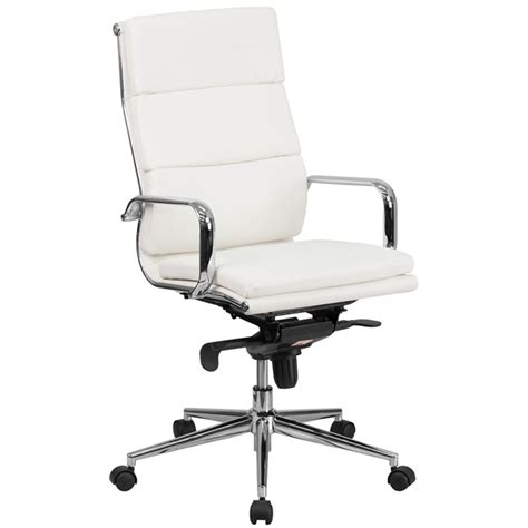 Furmax office chair desk leather gaming chair, high back ergonomic adjustable racing chair, task swivel executive computer chair headrest and lumbar support (black). High-Back White Leather Executive Swivel Office Chair with ...