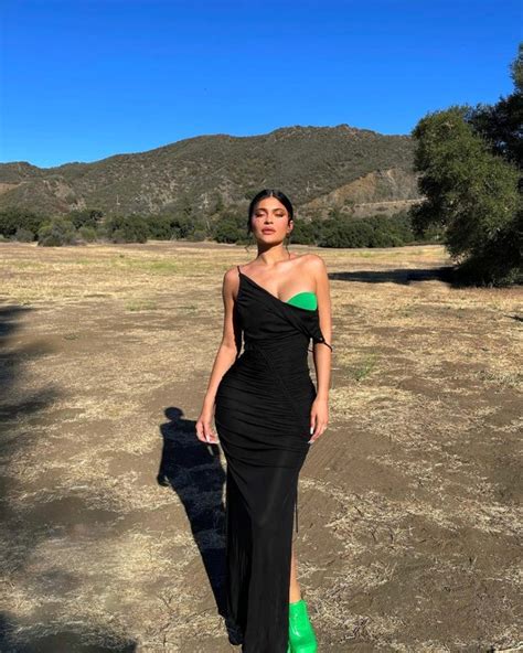 Kylie Jenner Flaunts Her Curves In Black Bodycon Dress From Bottega Veneta Pre Fall