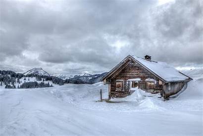 Mountain Snow Cool Winter Background Mountains Hut