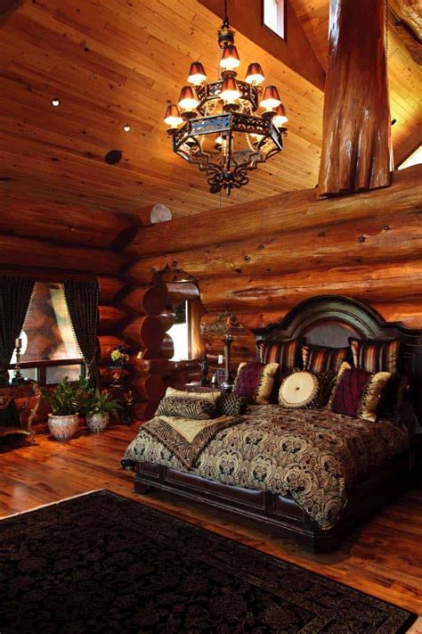 35 Gorgeous Log Cabin Style Bedrooms To Make You Drool Home Bedroom Log Home Bedroom Rustic
