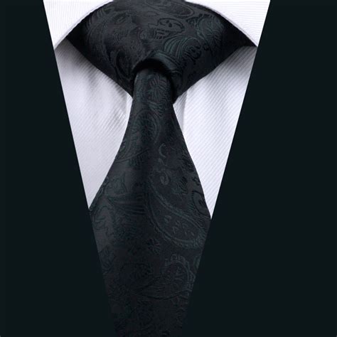 Dh 823 Mens Silk Tie Black Paisley Necktie 100 Silk Jacquard Ties For