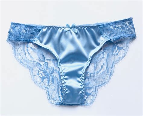 Silk Blue Panties Blue Lace Panties Lace Brief Lace Tanga Blue