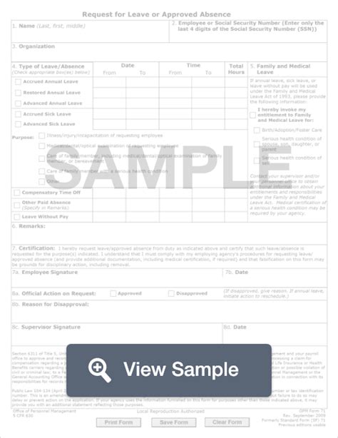 Opm Form 71 Fillable Request For Leave Or Absence Pdf Formswift