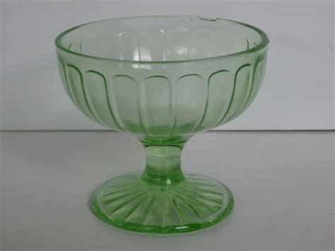 S Hazel Atlas Green Depression Glass Footed Pedestal Sherbet Dish