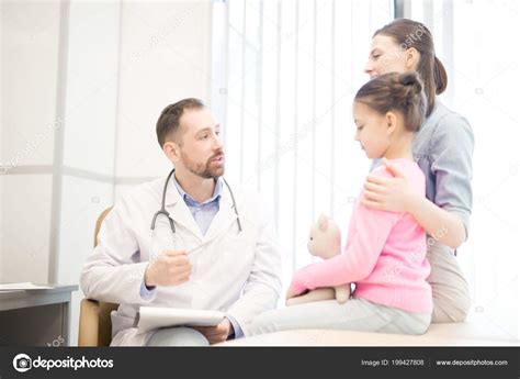 Young Doctor Giving Medical Recipe Prescriptions His Little Patient