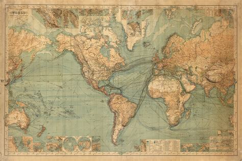 Chart Of The World On Mercators Projection 1882 Vintage Home Etsy