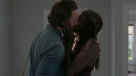 image rick and michonne kiss 7x05 walking dead wiki fandom powered by wikia