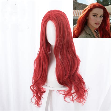 Dc Comics Aquaman Mera Long Curly Cosplay Hair Wig Free Shipping