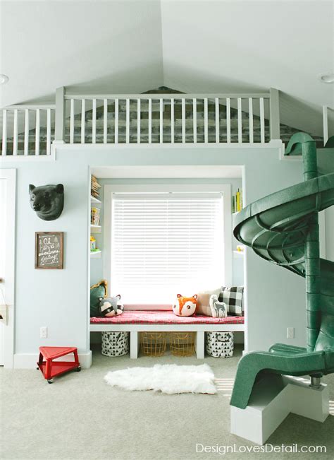 Cutest Camping Lodge Playroom With Awesome Reading Nook And Indoor Slide