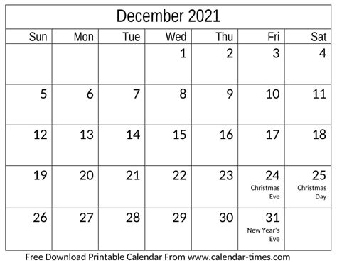 December 2021 Calendar Decorative Editable Template