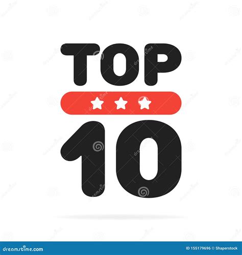 Top Ten 10 Red And Black Circle Badge Icon Vector Illustration Stock