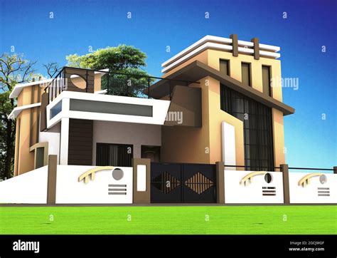 3d Rendering Of A Duplex House With An Abstract Design Stock Photo Alamy